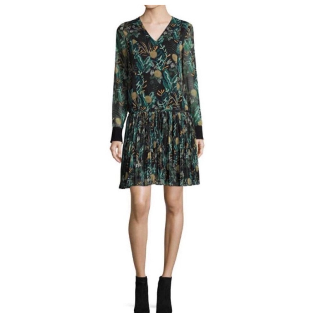 Jason Wu Grey Green  Floral Long Sleeve Dress